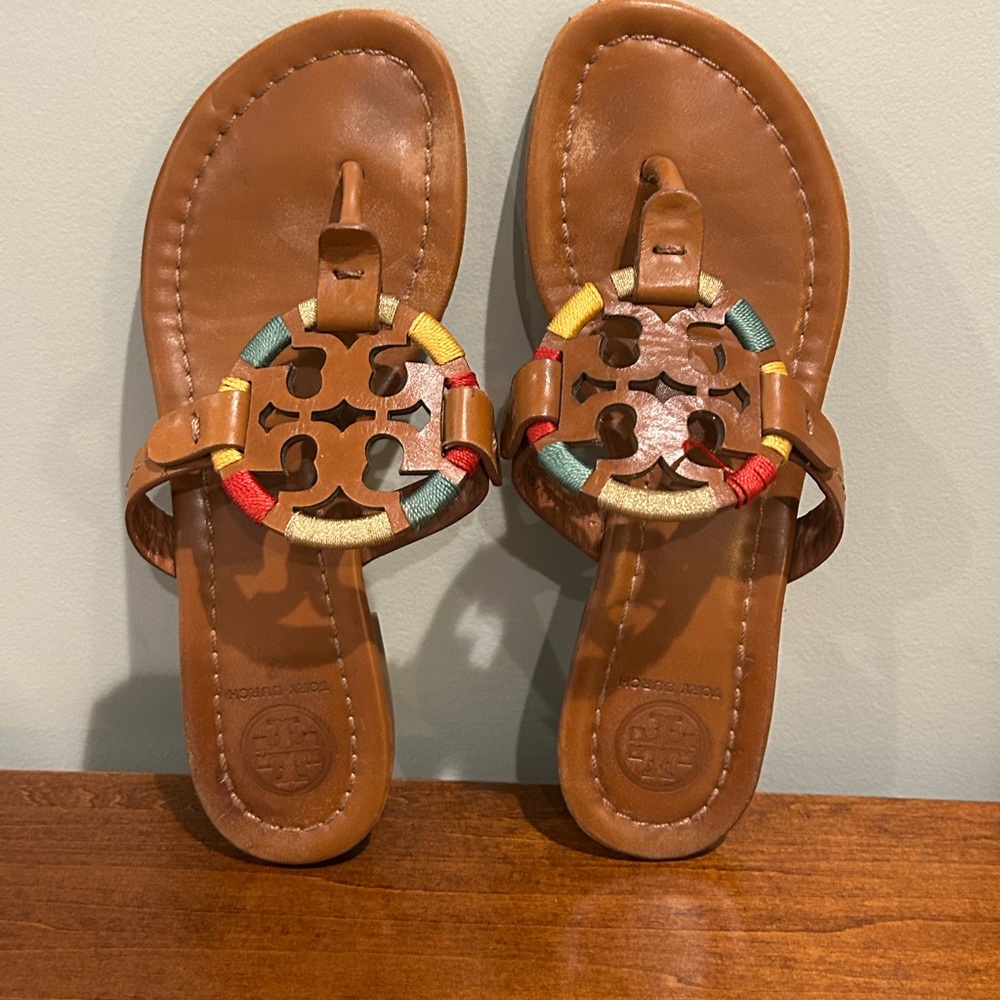 ❌❌SOLD❌❌Tory Burch Miller Sandal, Multicolor Threaded Accents